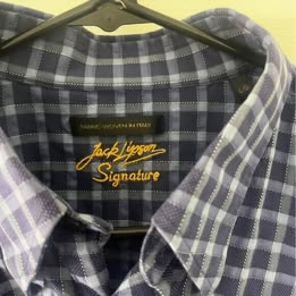 Jack Lipson Signature Men’s Blue Plaid Shirt | Made in Italy | Size L/XL - Picture 1 of 6